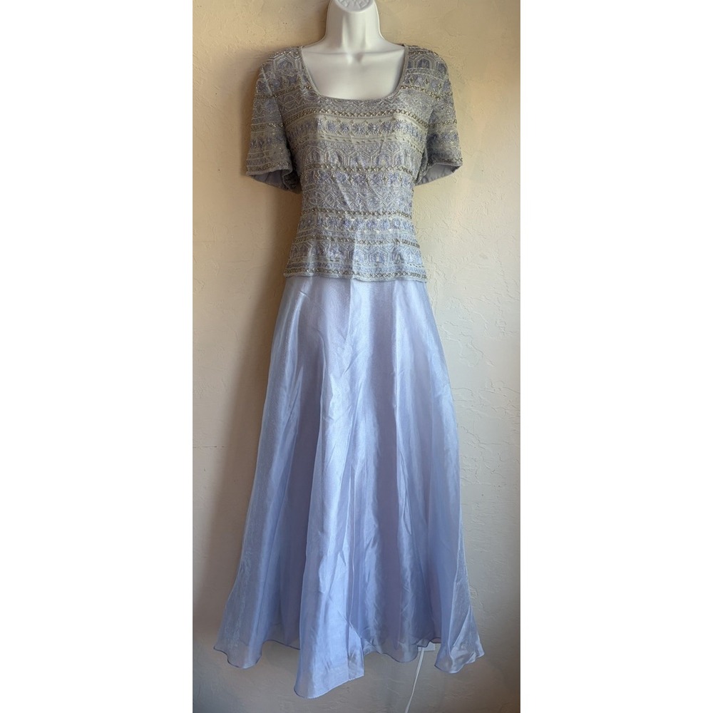Vintage 90s Stenay Beaded Silk Formal Gown Maxi Dress NWT 16 Ethereal Regency